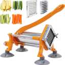 French Fry Cutter Commercial Grade Potato Slicer with Suction Feet 3/8 Inch Stainless Steel Blade, Orange