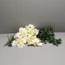 XunYee 50 Pack Artificial Wedding Dahlia Flowers Bulk Silk Dahlias with Stems and Green Leaves Fake Flora Decoration Faux Bouquets for DIY Bridal Shower Wedding Party(White)