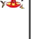 FEED GARDEN Adjustable Outdoor Shepherd Hook Bird Feeder Pole with 5 Prongs Base, 60 Inch Tall 5/8 Inch Thick, Heavy Duty Shepard Hook Stand for Hanging Bird Feeders, Plant Baskets, Black (1 Pack)