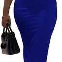 PINSV Maxi Dresses for Women Sleeveless High Neck Elegant Wedding Guest Formal Royal Blue, L