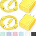 iPhone 16 15 Charger Fast Charging Type C Chargers USB C Charger Block iPhone 16 Chargers with 2 Pack 6FT Cable for iPhone 16/16 Plus/16 Pro Max/15/15 Pro Max/iPad Pro/AirPods(Yellow)