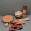 FOODLE Wheat Straw Dinnerware Set - BPA Free & Safety Tested - Unbreakable, Microwave & Dishwasher Safe Dishes - Toddler & Kids Plates and Bowls Sets - College Dorm Room Essentials for Girls - For 4 (Pink)