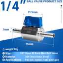 2 Pack 1/4" Hose ID Barb Mini Ball Valve, Stainless Steel Small Shut Off Valve with Clamps Kit for Water Oil Gas (1/4 Inch)