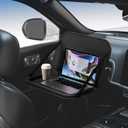 GMQ Backseat Car Organizer with Detachable Steering Wheel Tray 1 Pack,Car Back Seat Laptop Desk, Multifunctional Food Tray,Back Seat Car Storage & Tablet Holder for Kids (Black, 1PC)