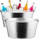 meekoo 2 Pcs 6 Gallon Beverage Tubs, Hammered Ice Bucket