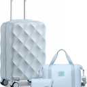 Somago Luggage Sets 20in Carry on Suitcase with TSA Lock YKK Zipper Spinner Wheels ABS Hardside Luggage 3 Piece Weekender Bags Travel Set, Light Blue