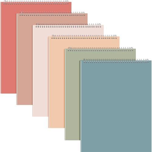 Resurhang 6 Pack 8.5 x 11'' Office Steno Book Double-Sided Spiral Steno Books College Ruled White Paper 70 Sheets/Pad Pastel Colors Covers for School Office(Assorted Color,Classic Style)