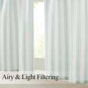 ZJDECOR Cotton Blended Tiers Cafe Panels 45 Inches Long,Green Vertical Stripe on White Light Filtering Fabric,Small Window Curtain for Bathroom Living Room,Rod Pocket,27"Wx45"L(Pack of 2),Green/White