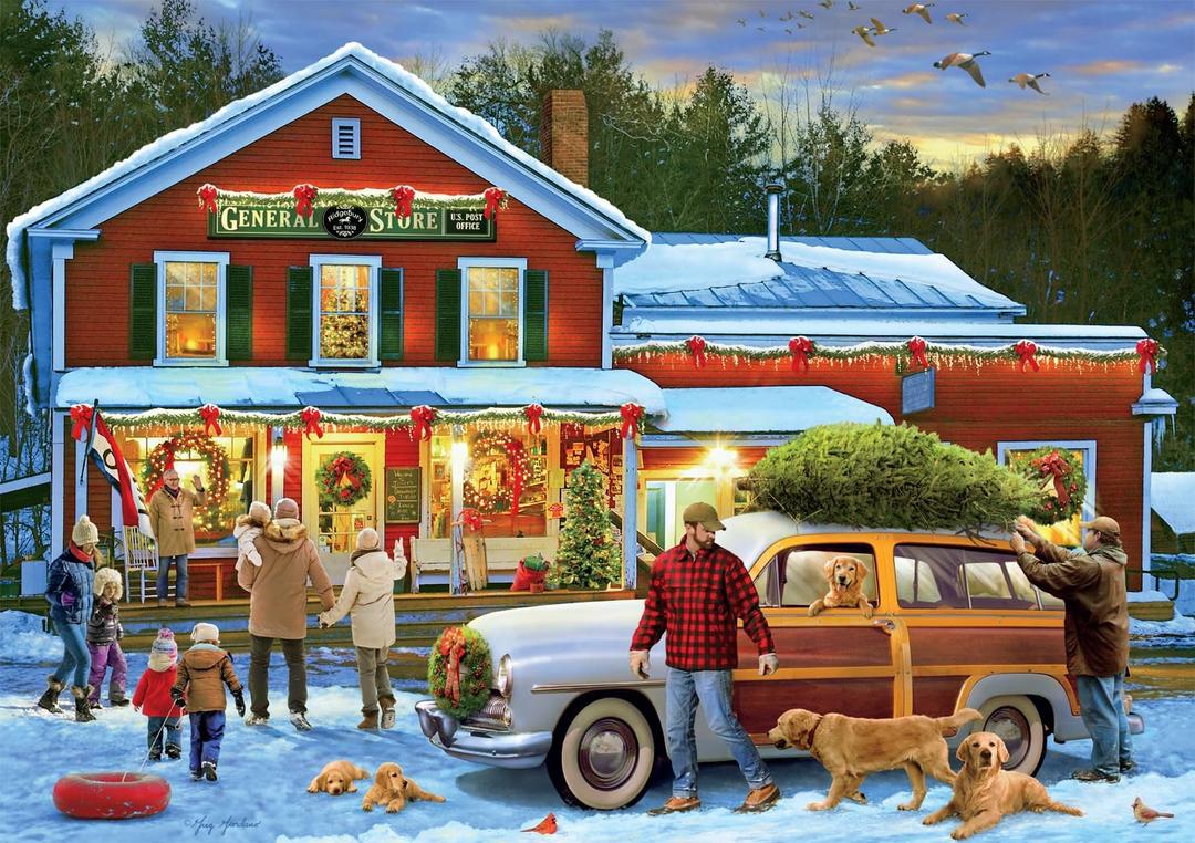 Buffalo Games General Store at Christmas Jigsaw Puzzle  500 Piece Christmas Puzzle for Adults, Winter Holiday Art by Greg Giordano