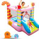 Candy Bounce House for Kids Ages 3-6, Sweet Inflatable Bouncy Castle with Slide, Indoor Outdoor Small Jumping House with Blower, Mini Toddler Bounce Castle for Birthday Gifts and Holidays