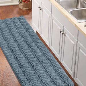 Turquoize Turquoize Large Size 59inch by 20inch Luxurious Shaggy Chenille Bath Mat Non-Slip Soft Microfibers Runners for Bathroom Water Absorbent Machine-Washable Shag Bath Mat,Stone Blue (59" x 20")
