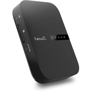 NewQ Filehub AC750 Travel Router: Portable Hard Drive SD Card Reader & Mini WiFi Range Extender for Travel | Wireless Access External Harddrive & USB Storage Device to Backup Photo & Files from iPhone