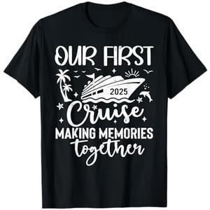 Family Cruise Shirt Vacation Summer Weekend Group Our First Cruise 2025 Together Family Trip Matching Couples T-Shirt Size L