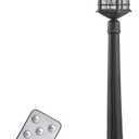 Solar Lamp Post Light with Water Ripple Glass Dusk to Dawn Outdoor Post Lights Hard Wired Waterproof 41 Inch Large Aluminum Solar Pole Lights Include Remote Control and LED Bulb (Black)