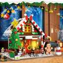 Christmas Gingerbread House Building, Christmas Village House Building Set, Contain Christmas Tree and Train, Xmas Brick Toy Gifts for Adults Teens and Kids 1288PCS (Brown)