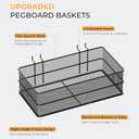 INCLY 4 Pack Upgrade Pegboard Baskets, 4 Sizes Square Style Metal Mesh Pegboard Baskets and Bins, Peg Board Organizer Accessories for Garage Craft Room Office Kitchen