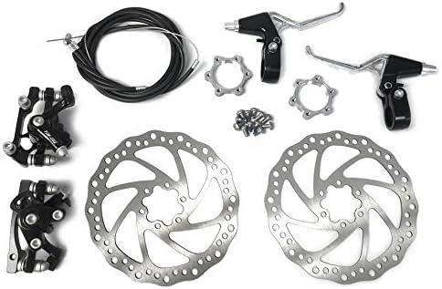 Star-Art Front and Back Disc Brake Kit - Aluminum Alloy Calipers, 2 Pcs Stainless Steel 160 mm Rotors & Cable & Brake Lever & 12 Bolts, Freewheel Threaded Hubs Hole Distance of 48mm