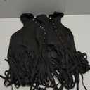 Women Plus Size Western Fringe Vest 60s 70s Hippie Faux Suede Cowboy Cowgirl Vest Sleeveless Open Front Jacket (Large, Black)