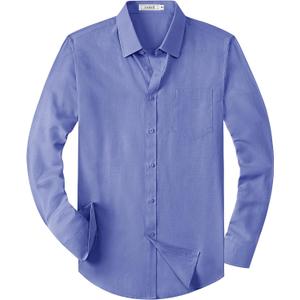 Mens Oxford Shirts Long Sleeve Business Casual Cotton Dress Shirt Wedding Dating Party Button Down Tops with Pocket (S)