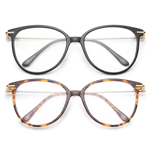 Gaoye Blue Light Blocking Glasses Women/Men, Fashion Cat Eye Fake Eyeglasses UV Ray Filter Computer Gaming Glasses (Black+Tea Leopard)