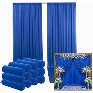 60ftx12ft Wrinkle Free Royal Blue Backdrop Curtain, 12 Panels 12FT Height Royal Blue Wedding Backdrop Drapes, Silky Polyester Back Drop Cloth for Birthday Photography Background Party Backdrop Draping