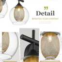 Black and Gold Bathroom Light Fixture, Farmhouse Wall Sconce Lighting with Clear Glass and Honeycomb Metal Shade, 2-Light Black Brass Vanity Light Over Mirror, AD-22001-2W-BK