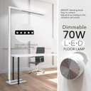 STERREN 77" LED Floor Lamp for Office, 7350LM Dimmable Eye-Care Standing Piano Lamp,70W Tall Reading Light, 4000K Bright Lighting for Living Room - White
