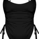 Women's Sexy One Piece Bathing Suit Tummy Control Swimsuit (Medium, Black)