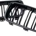 ABS F30 Grill, Front Kidney Grille for 2012-2018 BMW 3 Series F30 F31 (Double Slats Gloss Black Grills, 2pcs)