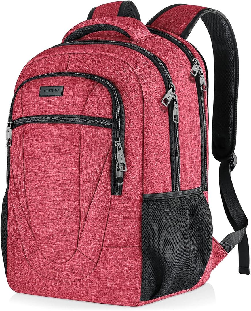 BIKROD Unisex Rose Laptop Backpack, Suitable for College Students, 17-inch Laptop Compartment, Spacious Interior, USB Charging Port, Anti-Theft Design, Comfortable Back Panel