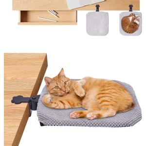 Lemniscate Cat Desk Bed - Soft Flannel Perch & Hammock, 16"x15" Spacious Sleep Area, Supports 44lbs, Removable Washable Modern Pet Furniture for Indoor Home Office & Game Tables