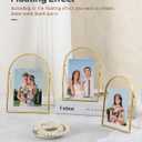 Set of 3 Gold Floating Picture Frame, 4x6, 5x7, 6x8 Arched Glass Floating Frames, Vintage Brass Gold Picture Frame for Artwork Photos Tabletop Display