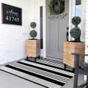 Tiveney 3x5 Black and White Outdoor Rug, Washable Reversible Outdoor Rugs Front Door Mat, Striped Cotton Woven Layered Doormats for Entryway Patio Porch Farmhouse Decorations