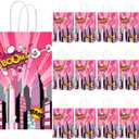 gisgfim 12 Pcs Super Girl Theme Party Supplies Bags Pink Hero Birthday Party Goody Treat Paper Bags Party Decorations Super Girl Theme Baby Shower Birthday Party Gifts 8.3 x 4.7 x 3.2 Inches