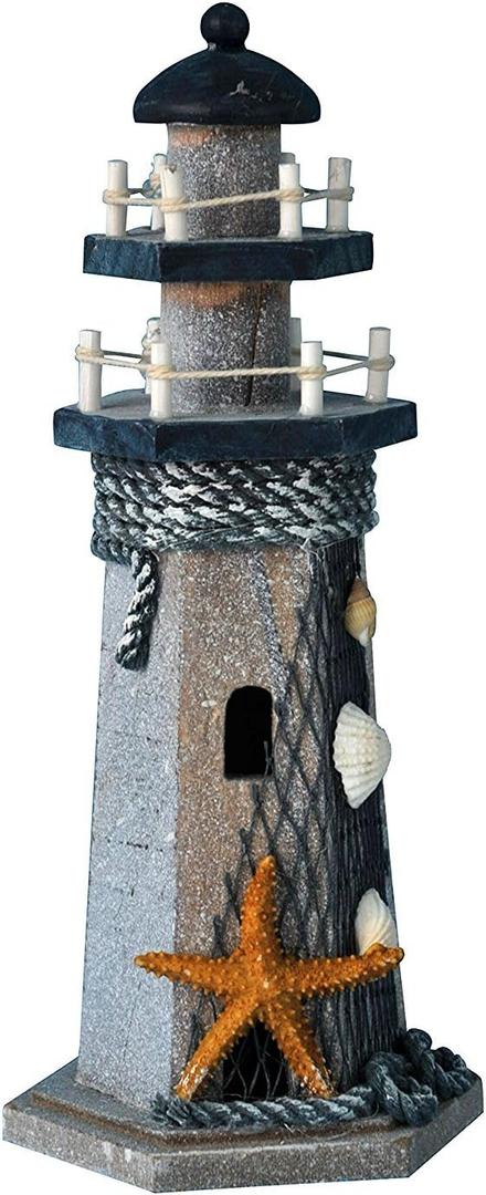 Chaomian Home Ornaments Starfish Wooden Lighthouse 10.6" High Nautical Themed Rooms Lighthouse