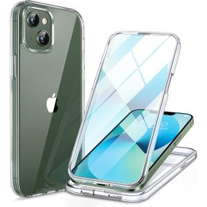 Miracase Compatible with iPhone 13 Clear Bumper Case | 6.1 inch, 2023 Upgrade, Full-Body Glass, Built-in 9H Tempered Glass Screen Protector