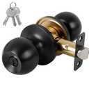 RAFECIEE Matte Black Door Knobs with Lock and Key，Exterior and Interior Door Lock for Bedroom, Entry Door Handle for Front Door