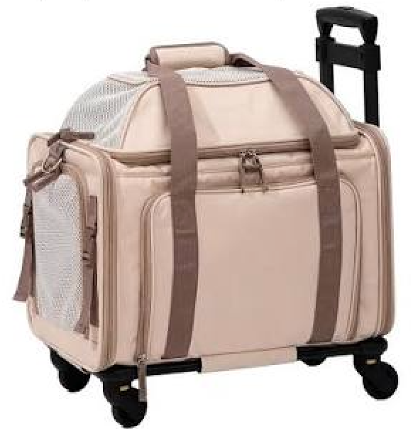 FUKUMARU Cat Carrier with Wheels, 18x11x11 Expandable Soft Cat Travel Carrier, Airline Approved Dog Carrier, Sturdy Rolling Cat Carrier with Anti-Scratch Mesh, Escape-Proof Pet Carrier for Cat