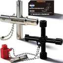 4-Way Water Key, Premium Sillcock Key, Radiator Bleeder Key Multi-Functional Shut off Tool for 1/4", 9/32", 5/16", 11/32" Valve & Spigot, Ideal for Home, Public & Commercial