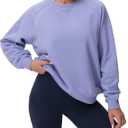 THE GYM PEOPLE Women's Oversized Fleece Sweatshirts Loose Fit Crewneck Long Sleeve Pullover Tops (Purple, S)