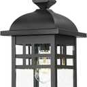 Emliviar 20" Farmhouse Outdoor Pendant Light, Large Outdoor Hanging Light for Porch Gazebo, Black Finish Aluminum with Seeded Glass Shade, DE279H-M BK, Large - 1 Pack