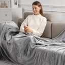 Heated Blanket Queen Size Electric Blanket 84''X90'' - Soft Plush Premium Flannel with Dual Controllers, 5 Heating Level & 10 Hour Auto Off, ETL & FCC Certified, Warm Gifts for Grandma, Grey