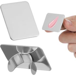 Nail Art Ring Palette Mini Square 1.69X1.25In Professional Mixing Tool for Paint Makeup and Nail Design Easy Clean Surface for Salon Home Use (Silver)