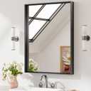 Keonjinn 24 x 32 Inch Black Mirror for Wall, Rectangle Bathroom Vanity Mirrors for Over Sink, Metal Framed Farmhouse Mirror, Square Corner Brushed Rectangular Mirror(Horizontal/Vertical)