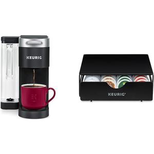 Keurig K-Supreme Single Serve K-Cup Pod Coffee Maker, MultiStream Technology, Black & Slim Non-Rolling Storage Drawer, Coffee Pod Storage, Holds up to 24 K-Cup Pods, Black