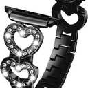 2 x SaNgaiMEi Bling Band Compatible with Apple Watch Band 38mm 40mm 41mm 42mm 44mm 45mm 49mm Women Rhinestone Stainless Steel Strap for iWatch Ultra 2, iWatch Ultra Series SE 9/8/7/6/5/4/3/2/1