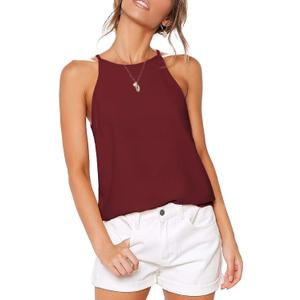Womens Tank Tops Dressy Loose Fit Workout Tops Summer Casual Sleeveless Tshirts Wine Red, Size: S