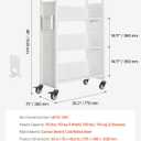 VEVOR Rolling Library Book Cart, 330 lbs Capacity, 30.3 x 15 x 48.0-Inch Library Cart, Single Sided V-Shaped Shelves with 3-Inch Lockable Wheels, Book Truck for Home Shelves Office and School, White