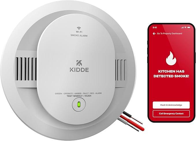 Kidde Hardwired Kidde App Enabled Smart Smoke Detector with AA Backup Battery, Interconnected Alarm