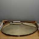 Kate and Laurel Alessia Modern Glam Oval Coffee Table, 34 x 20 x 15, Gold, Metal Living Room Table for Storage and Display with Antique Deckled Edge Detailing